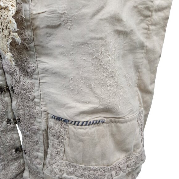Magnolia Pearl Vellum Embroidered Distressed Lace Vest One Size Beige Ruffle - Picture 7 of 14